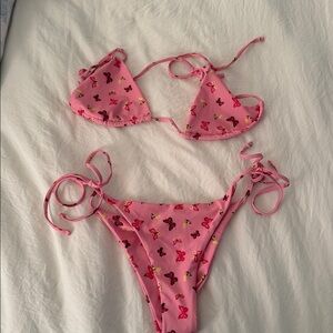 SHEIN Pink Butterfly Print Bikini